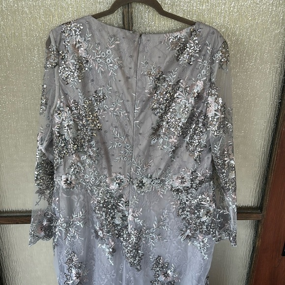 Mac Duggal EMBELLISHED V NECK ILLUSION LONG SLEEVE GOWN size 16 $698 - Picture 14 of 16